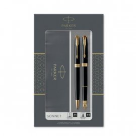 Parker Sonnet Black GT - sada plnicí pero a kuličková tužka